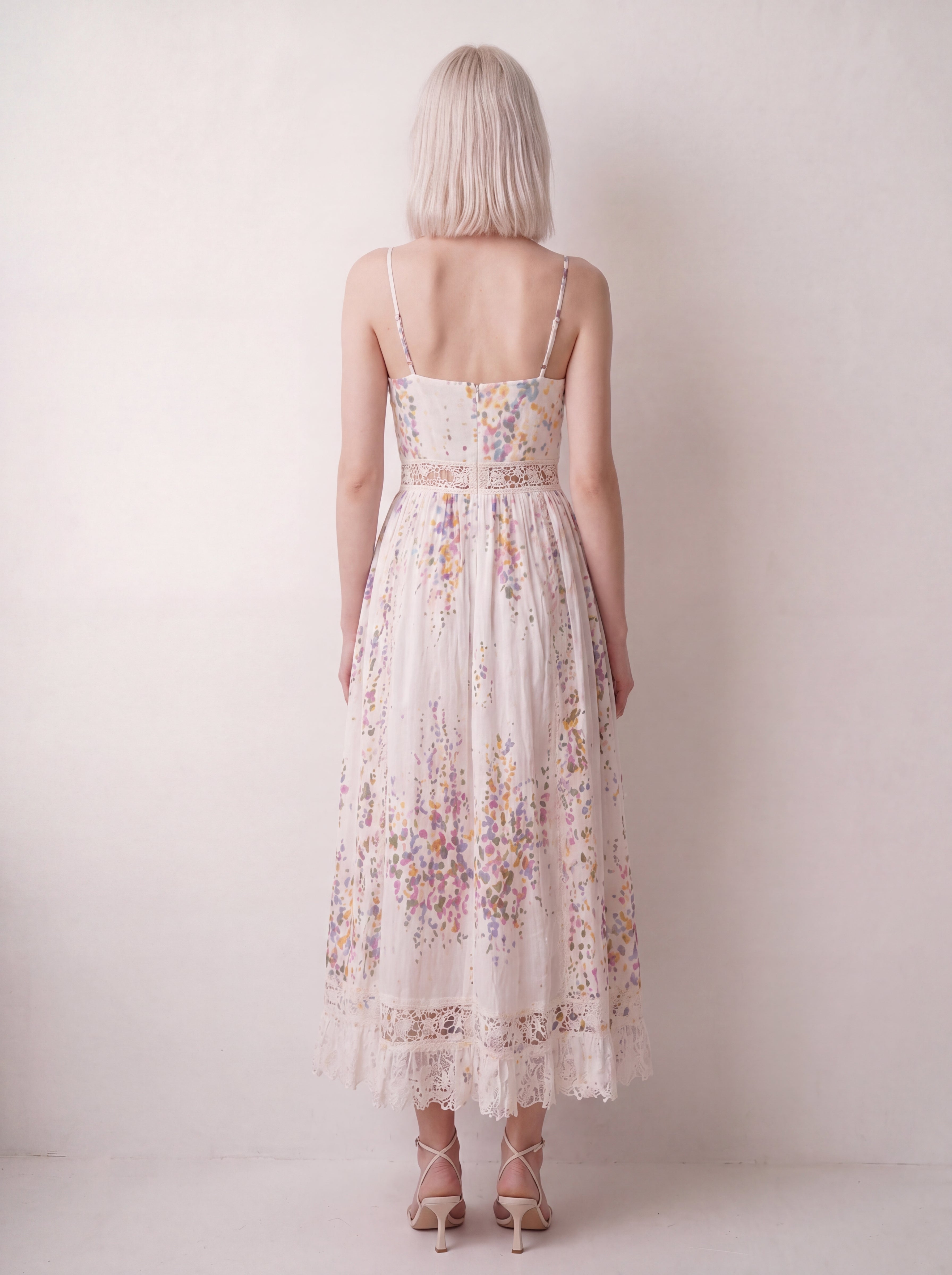 Valley — White / Multicolor Floral — back
